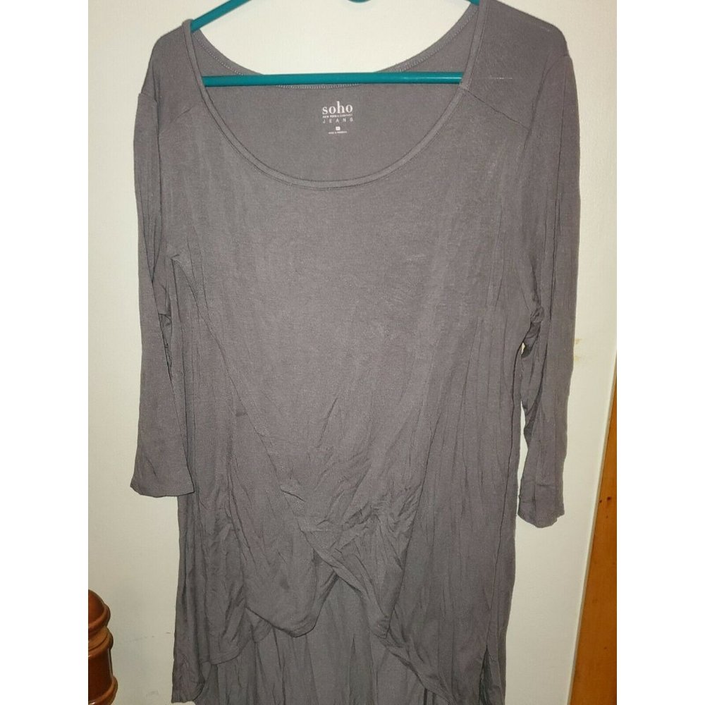 Soho Jeans New York & Company Long T-Shirt, Women's XL, Gray/Light Blue